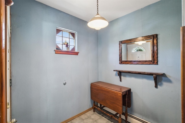 hallway with light tile patterned floors