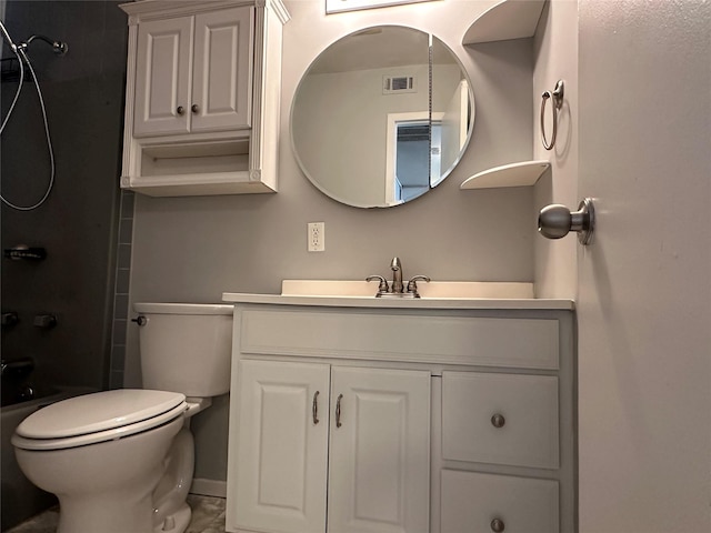 35 Bailey Ct Unit 35, Middle Island, NY 11953 - full bath featuring vanity, toilet, baseboards, shower / bath combination, and marble finish floors