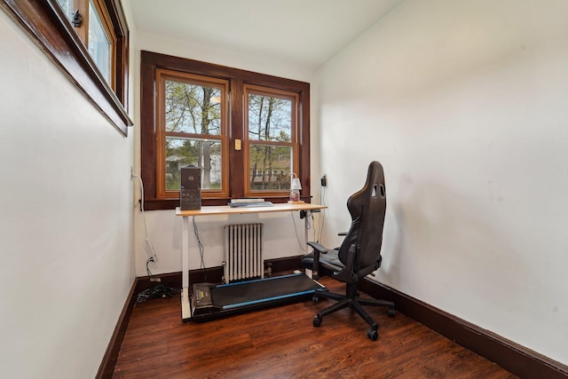 12 Sunset View Dr, West Nyack, NY 10994 - office space with radiator heating unit, lofted ceiling, wood finished floors, and baseboards