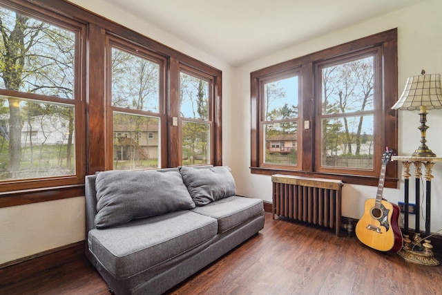 12 Sunset View Dr, West Nyack, NY 10994 - living area with radiator heating unit, wood finished floors, and baseboards