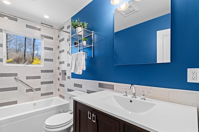 21 Glengary Rd, Croton-On-Hudson, NY 10520 - full bathroom featuring vanity, a bathtub, walk in shower, toilet, and visible vents