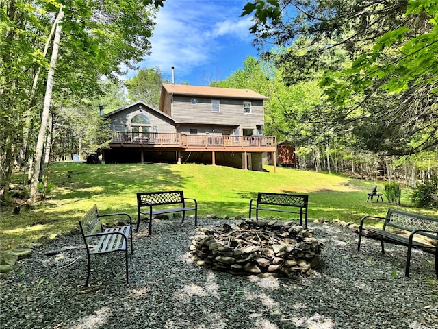 61 Mount View Estates Rd, Ashland, NY 12407 - view of property's community with a fire pit, a deck, and a yard