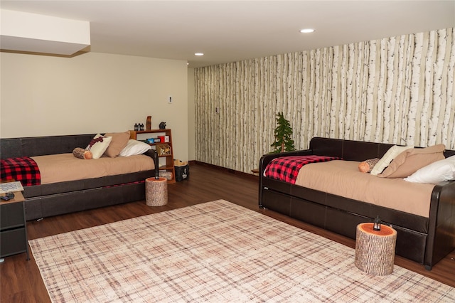 61 Mount View Estates Rd, Ashland, NY 12407 - bedroom featuring wood finished floors, an accent wall, and recessed lighting