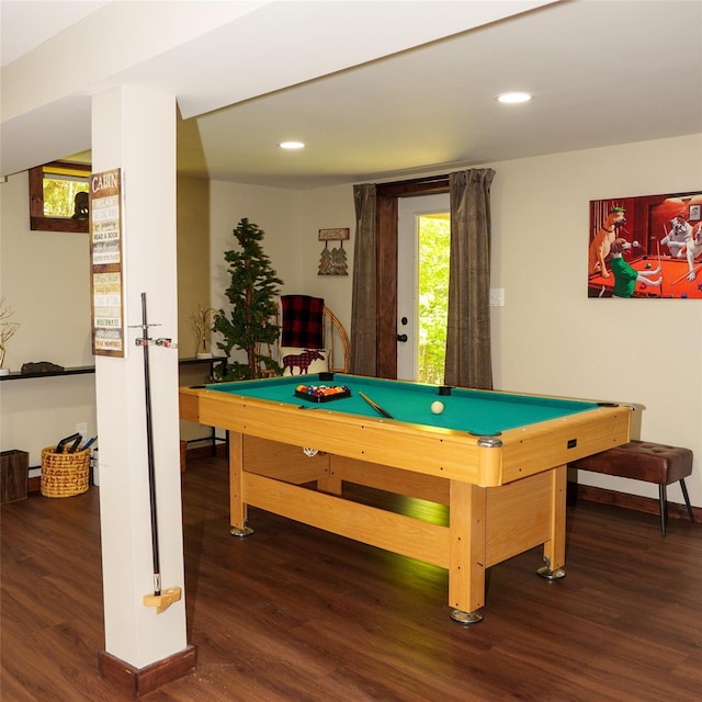 61 Mount View Estates Rd, Ashland, NY 12407 - recreation room featuring wood finished floors, billiards, and recessed lighting