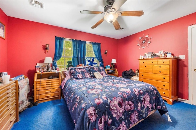 660 Oakland Valley Rd, Cuddebackville, NY 12729 - carpeted bedroom featuring visible vents and a ceiling fan