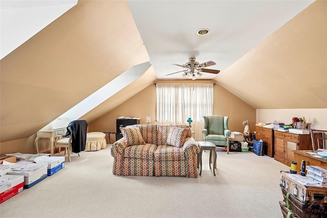 104 Grosvenor, Douglaston, NY 11363 - additional living space featuring ceiling fan, carpet, and vaulted ceiling