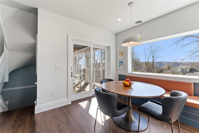 27 Calumet Ave, Hastings-On-Hudson, NY 10706 - dining space featuring dark wood finished floors, baseboards, and recessed lighting