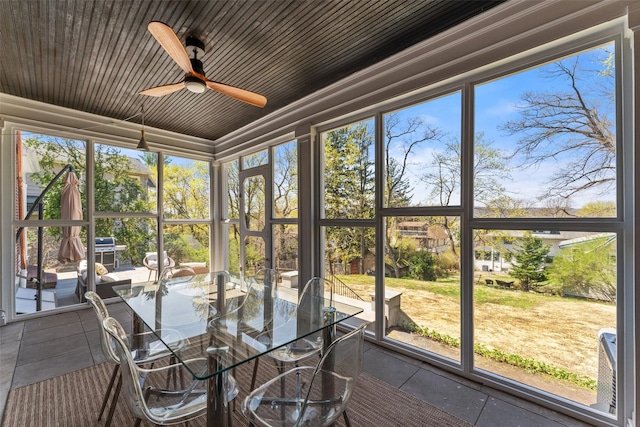 27 Calumet Ave, Hastings-On-Hudson, NY 10706 - sunroom featuring a ceiling fan and outdoor dining space