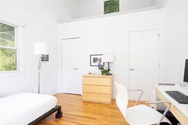 2955 Hyatt Rd, Southold, NY 11971 - bedroom with an office area and light wood finished floors