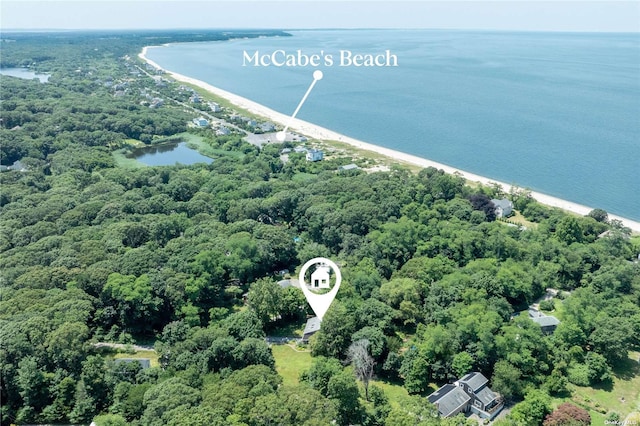 2955 Hyatt Rd, Southold, NY 11971 - aerial view of property and surrounding area featuring a nearby body of water and a heavily wooded area