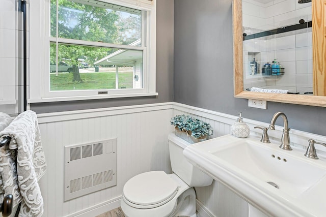 25 Macgregor Dr, Mahopac, NY 10541 - bathroom featuring radiator, a wainscoted wall, a sink, and toilet