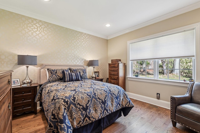 33 Bacon Rd, Saint James, NY 11780 - bedroom featuring crown molding, wood finished floors, and recessed lighting