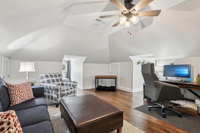 33 Bacon Rd, Saint James, NY 11780 - office with wood finished floors, ceiling fan, and lofted ceiling