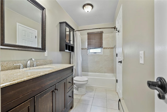 3 Bell Ct, Airmont, NY 10901 - full bath featuring tile patterned floors, shower / bathtub combination with curtain, vanity, and toilet