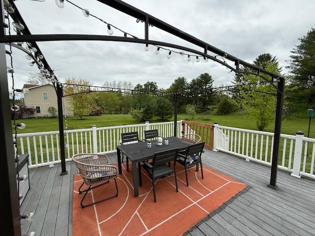 49 Macintosh Dr, Hudson, NY 12534 - deck featuring outdoor dining space and a yard