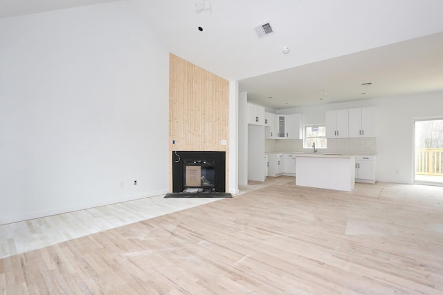 334NOhioville Rd, New Paltz, NY 12561 - unfurnished living room featuring visible vents, light wood finished floors, and a healthy amount of sunlight
