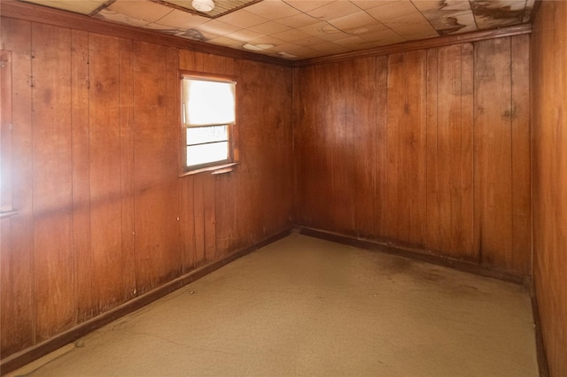 basement with wooden walls