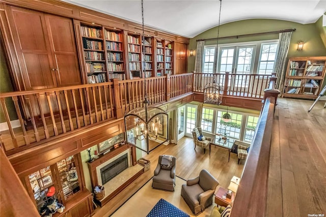 279 Little Neck Rd, Centerport, NY 11721 - living area with hardwood / wood-style flooring and lofted ceiling