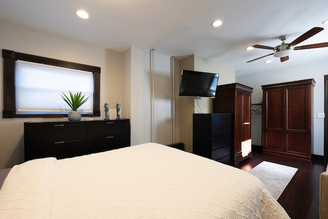 108 Wayne Ave, White Plains, NY 10606 - bedroom with recessed lighting, ceiling fan, and dark wood-style flooring