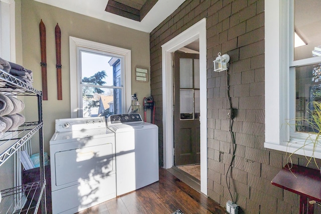 108 Wayne Ave, White Plains, NY 10606 - laundry area featuring washer and clothes dryer, laundry area, and dark wood finished floors