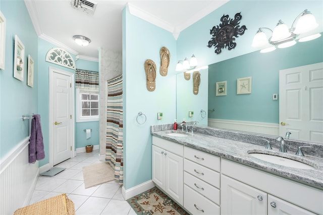 3 Madonna Dr, Lagrangeville, NY 12540 - full bathroom featuring a sink, visible vents, double vanity, and crown molding