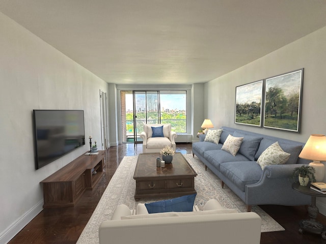 61-20 Grand Central Pkwy Unit A1402, Forest Hills, NY 11375 - living area featuring baseboards and wood finished floors
