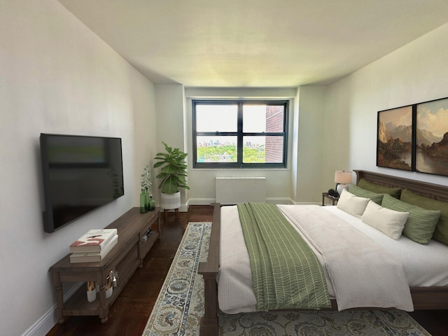 61-20 Grand Central Pkwy Unit A1402, Forest Hills, NY 11375 - bedroom with baseboards and dark wood-type flooring