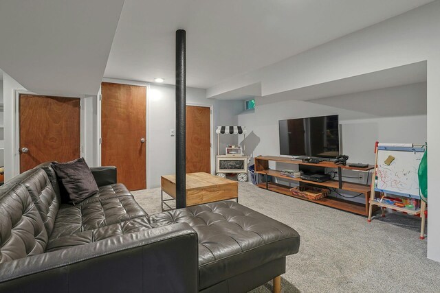 living area with carpet floors