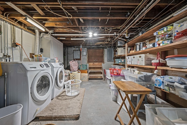 interior space featuring separate washer and dryer and electric panel