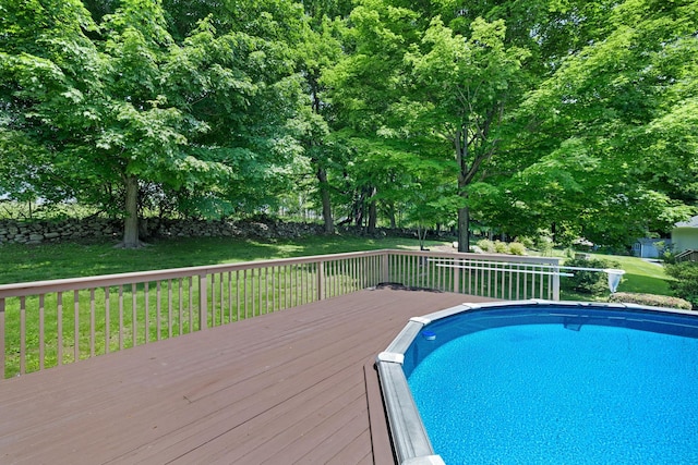 34 Melissa Ln, Washingtonville, NY 10992 - outdoor pool with a wooden deck and a yard
