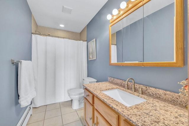 34 Melissa Ln, Washingtonville, NY 10992 - full bathroom featuring tile patterned floors, baseboard heating, vanity, and a shower with curtain