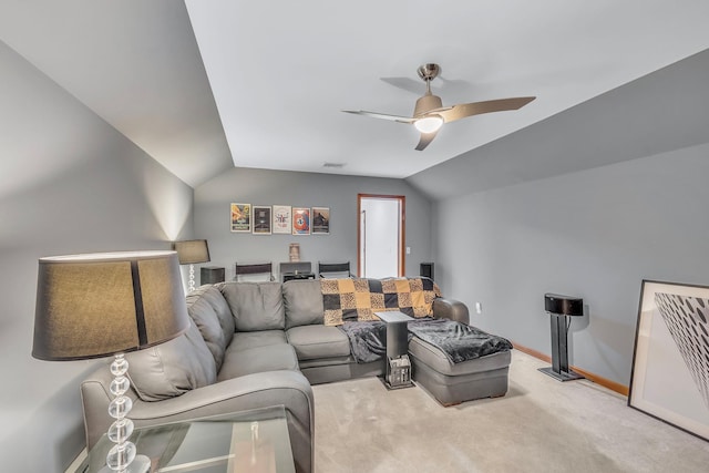 34 Melissa Ln, Washingtonville, NY 10992 - carpeted living area with a ceiling fan and vaulted ceiling