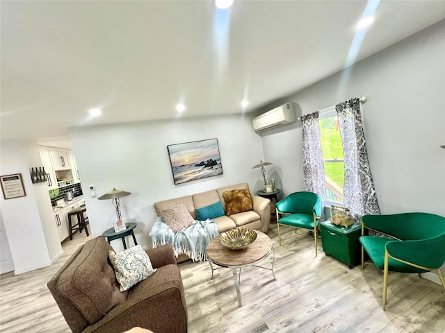 8-10 Mercer St, Middletown, NY 10940 - living area featuring an AC wall unit, light wood-style floors, and recessed lighting