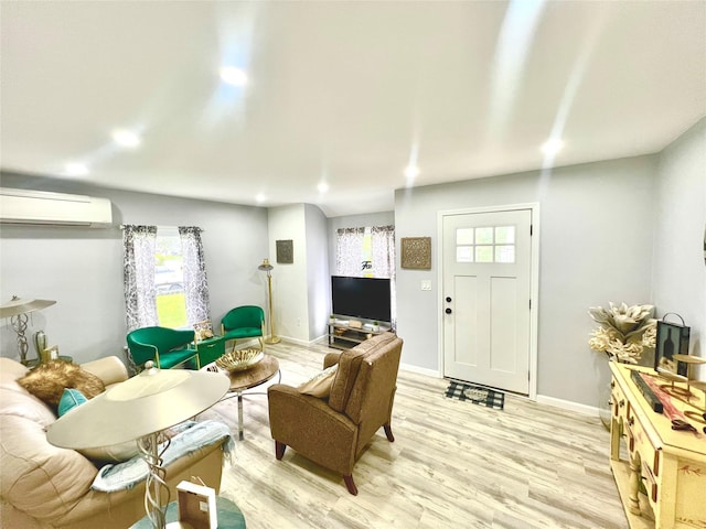 8-10 Mercer St, Middletown, NY 10940 - living room featuring a wall mounted AC, light wood finished floors, and recessed lighting