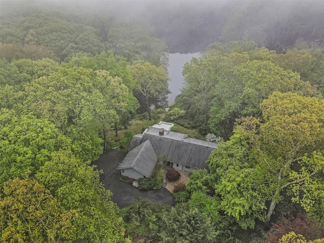 view of subject property with a forest