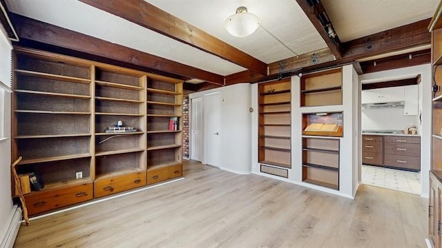 storage area featuring a baseboard heating unit