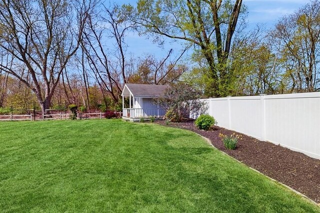 view of yard with a fenced backyard
