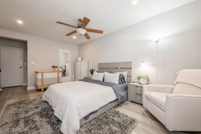 700 Shore Rd Unit 2Z, Long Beach, NY 11561 - bedroom with light wood finished floors, baseboards, ceiling fan, and recessed lighting