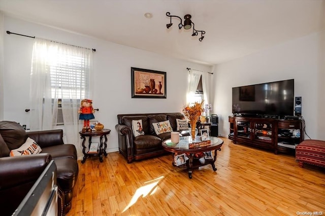 living area featuring light wood finished floors