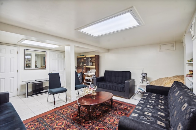 living room featuring tile patterned flooring