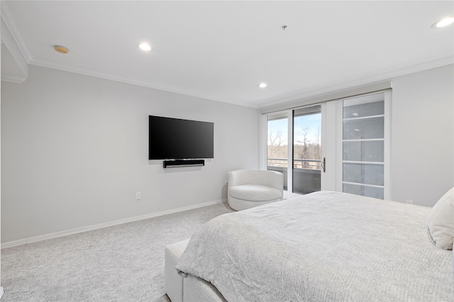 100 Harbor View Dr Unit 230, Port Washington, NY 11050 - bedroom with ornamental molding, recessed lighting, and carpet floors