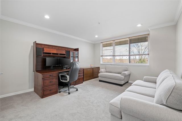 100 Harbor View Dr Unit 230, Port Washington, NY 11050 - office featuring light carpet, recessed lighting, and ornamental molding