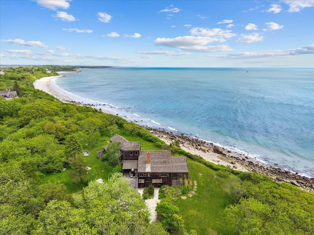 1635 Isabella Beach Rd, Fishers Island, NY 06390 - view from above of property with waterfront with a beach