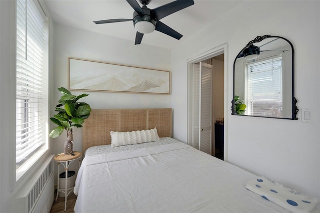 100 Dehaven Dr Unit 612, Yonkers, NY 10703 - bedroom with radiator heating unit and ceiling fan