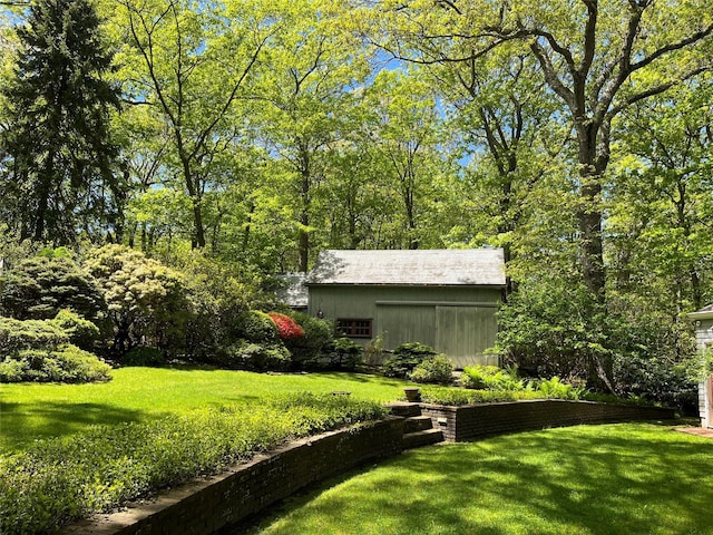 22 Druid Hill Rd, Port Jefferson, NY 11777 - view of green lawn featuring an outbuilding