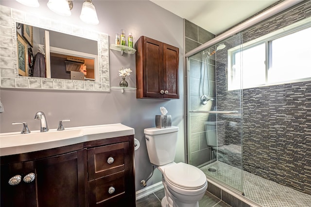 2892 Wilson Ave, Bellmore, NY 11710 - bathroom with vanity, baseboards, toilet, and a shower stall