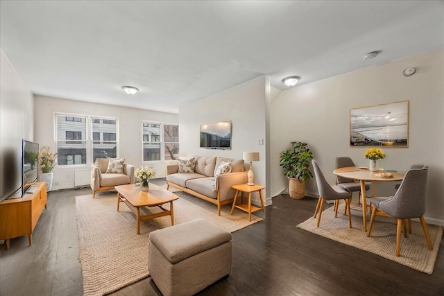 living area featuring wood finished floors