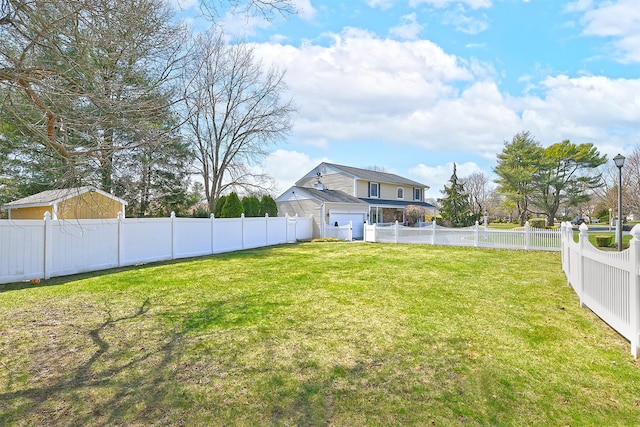 view of yard with a fenced backyard