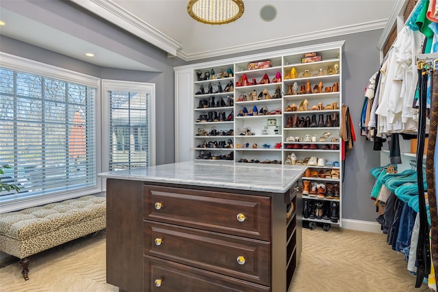 spacious closet with light colored carpet