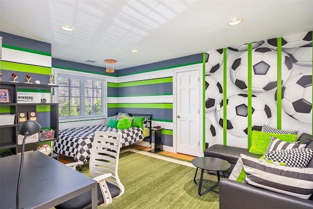 bedroom with visible vents and recessed lighting